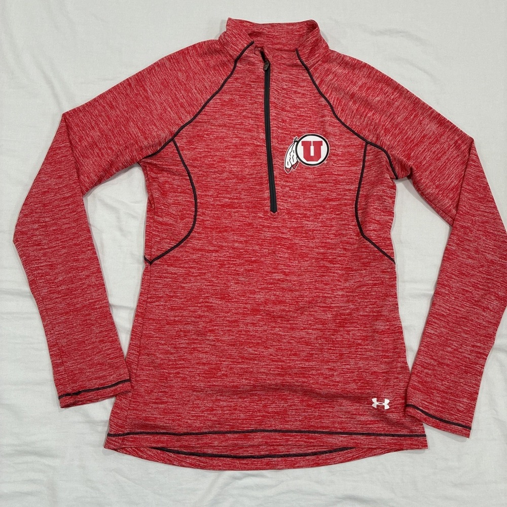 University Of Utah‎ Under Amour Heat Gear Pullover 1/4 Zip Women's S Semi-fitted
